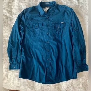 Eddie Bauer MT LS Timberline Ripstop Cadet Button Down Shirt, XL Tall, Blue